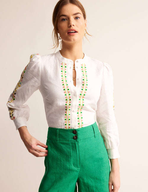 Ava Embroidered Top-White