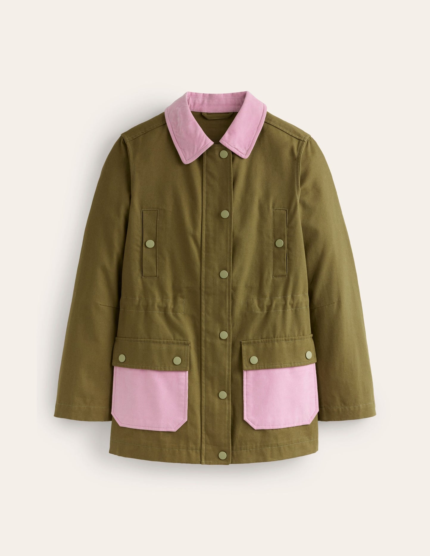 Barn Coat-Dark Moss Colour Block