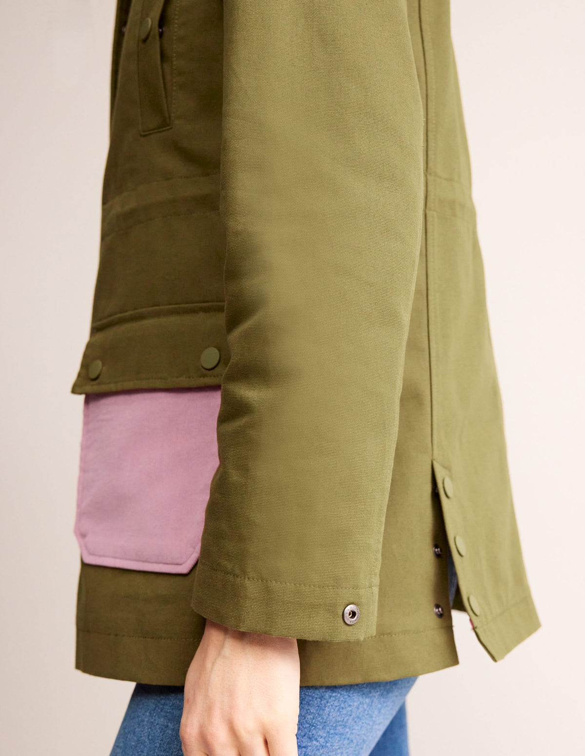 Barn Coat-Dark Moss Colour Block