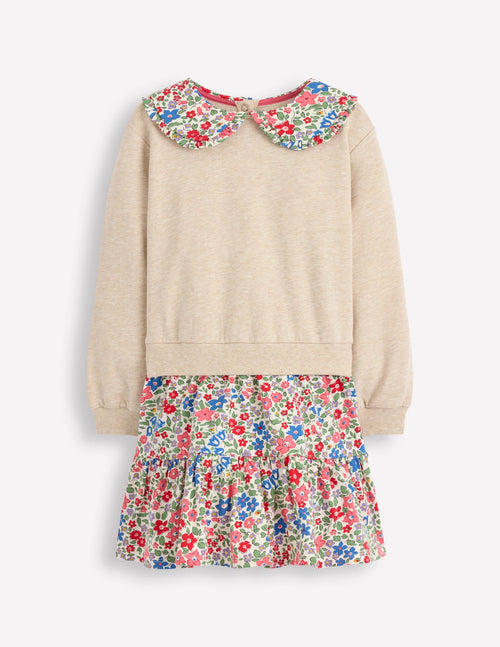 2-in-1 Sweatshirt Dress-Ivory Berry Floral