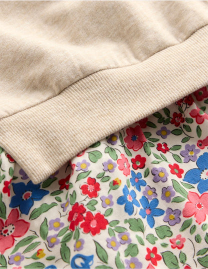 2-in-1 Sweatshirt Dress-Ivory Berry Floral
