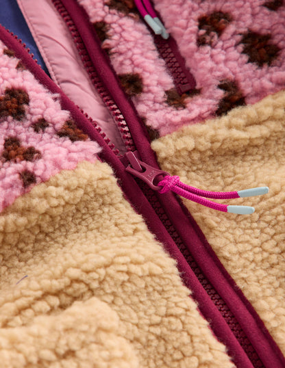 2-in-1 Borg Jacket-Pink Leopard