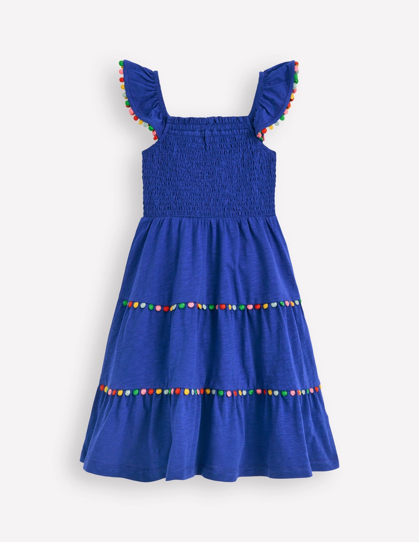 Addison Twirly Pom Dress-Bright Blue
