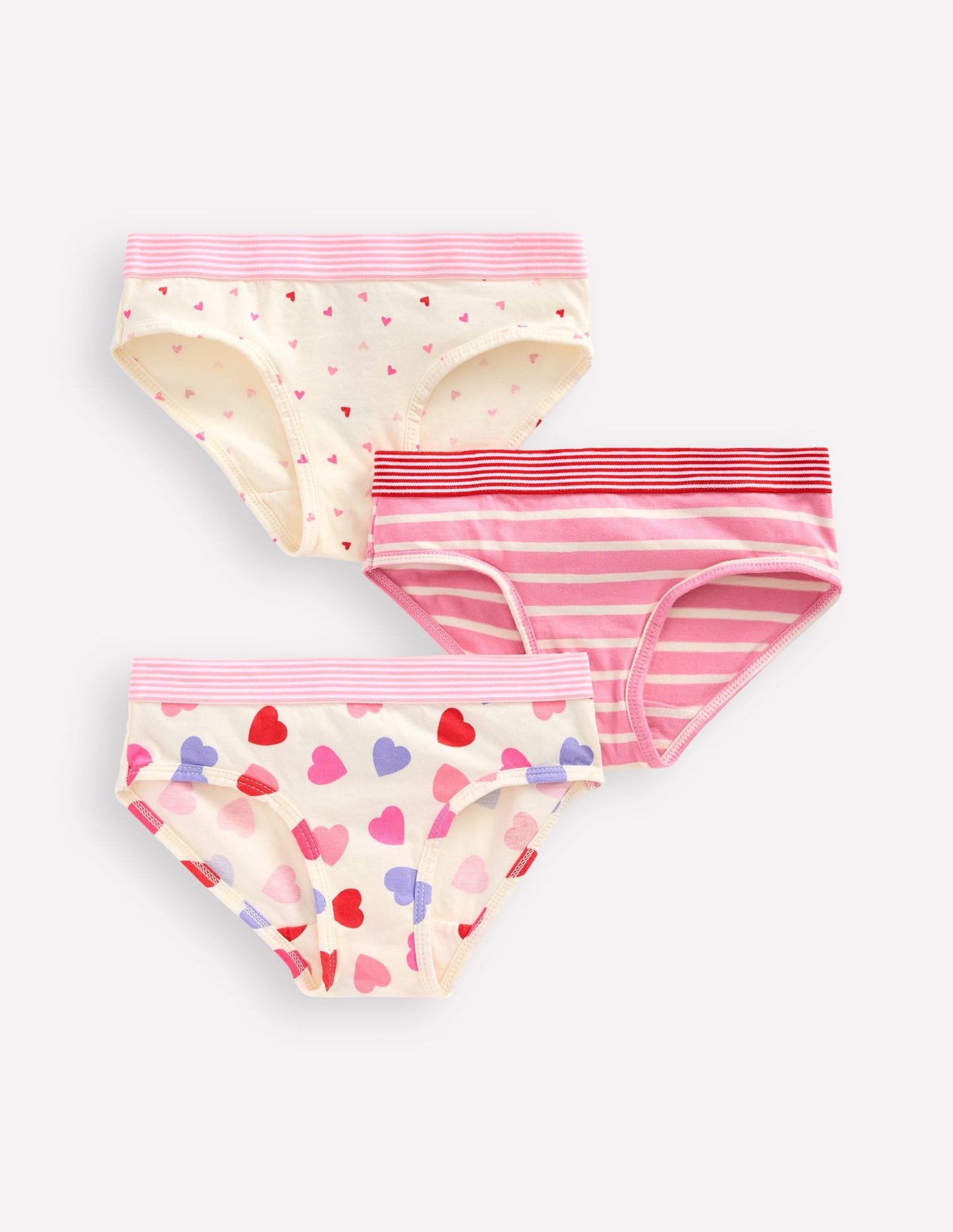 3-Pack Underwear-Stripe/Heart/Plain