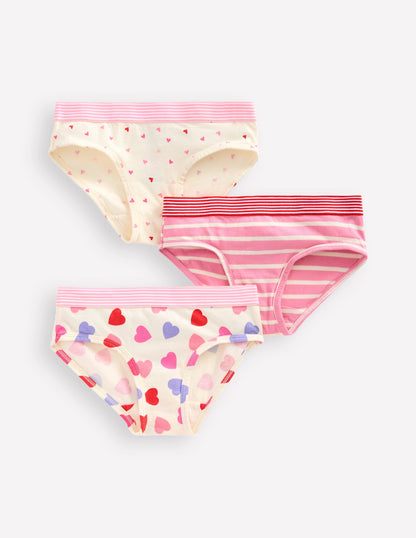 3-Pack Underwear-Stripe/Heart/Plain