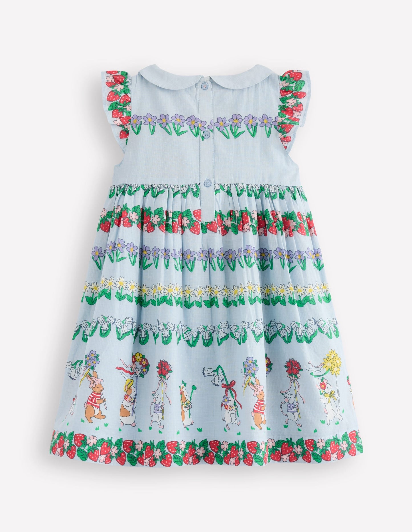 Adeline Smocked Dress-Glacier Blue Spaced Tiny Bows