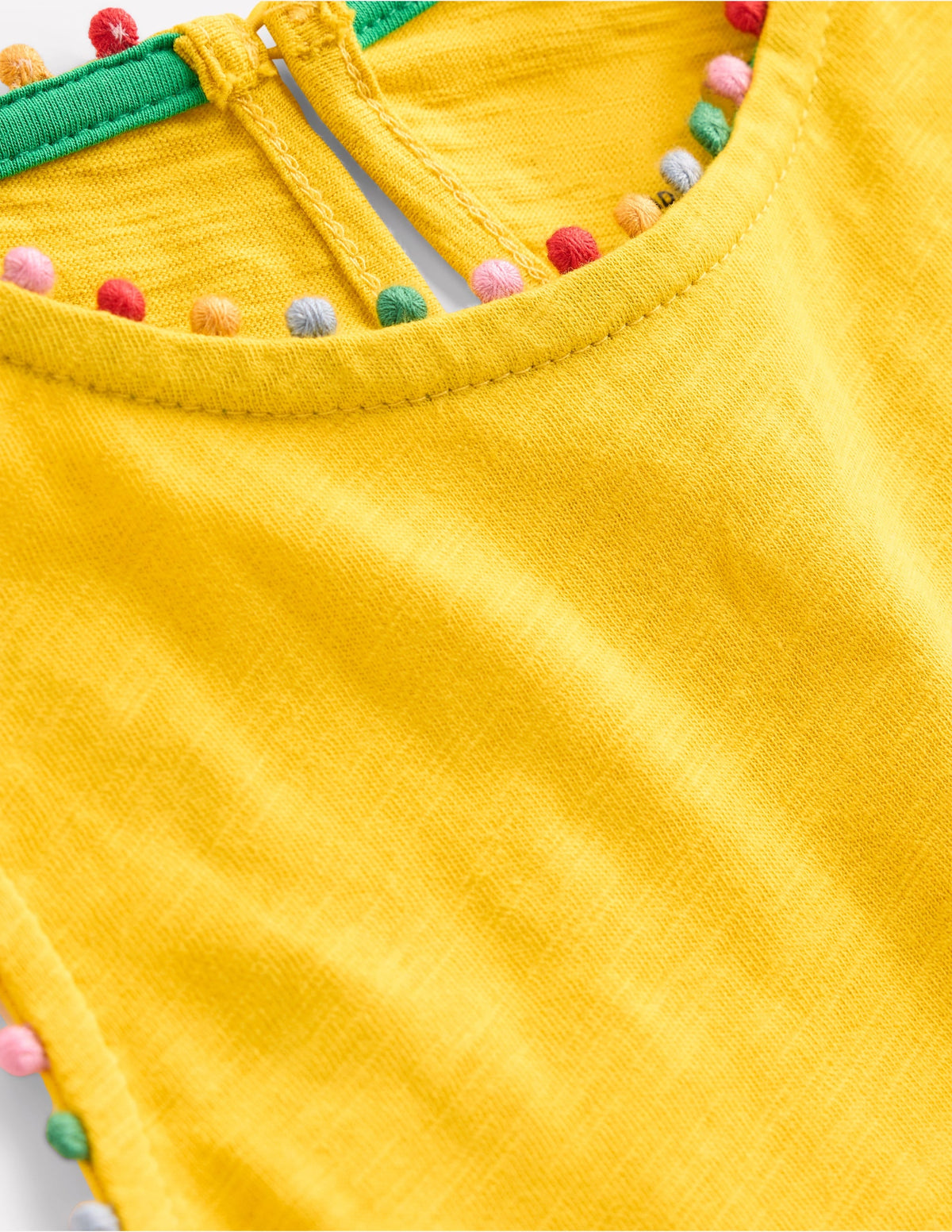 Ali Pom Trim Jersey Dress-Pineapple Yellow