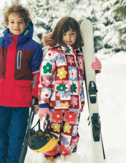 All Weather Waterproof Pants-Multi Flower Check