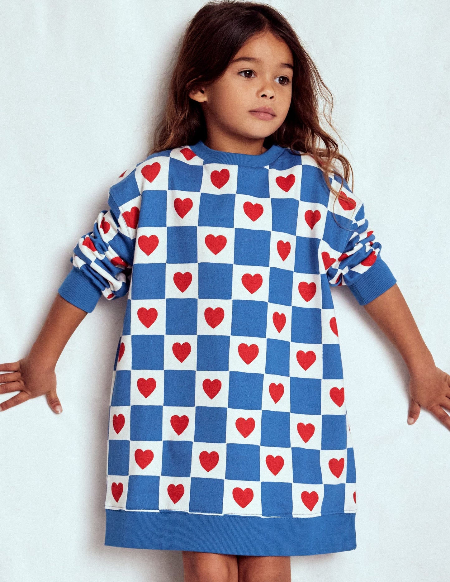 Ami Relaxed Sweatshirt Dress-Blue Heart Stamp