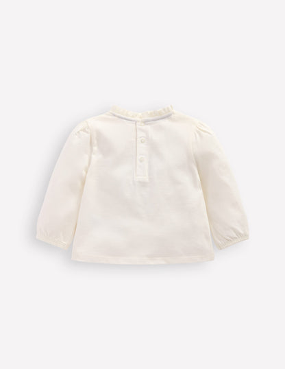 Appliqué T-shirt-Soft Ivory Cat