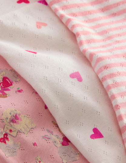 3-pack Pointelle Leggings-Pink Love Bunnies