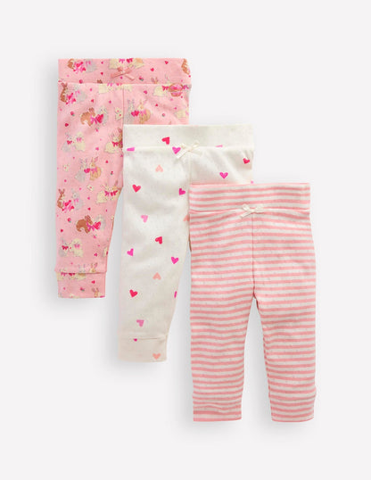 3-pack Pointelle Leggings-Pink Love Bunnies