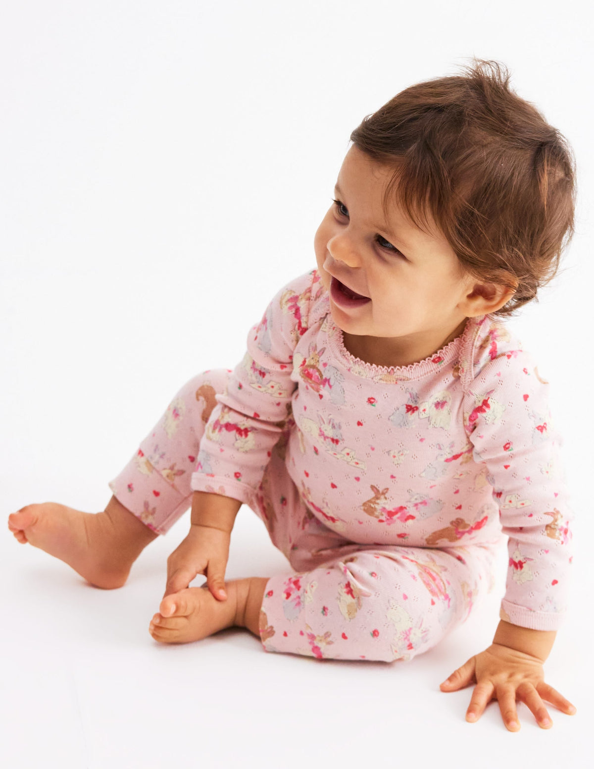 3-pack Pointelle Leggings-Pink Love Bunnies