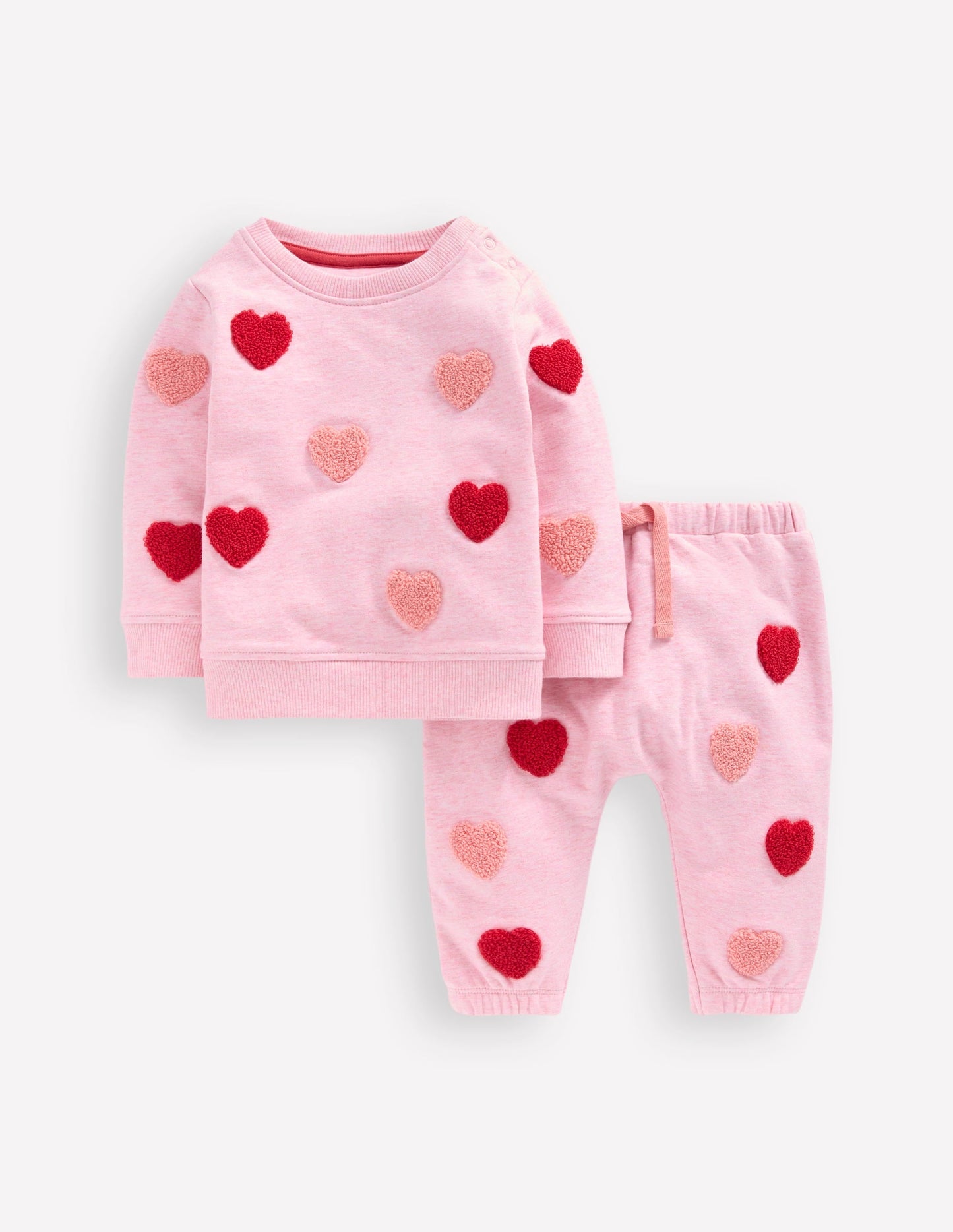 Appliqué Sweatshirt Set-Pink Marl Hearts