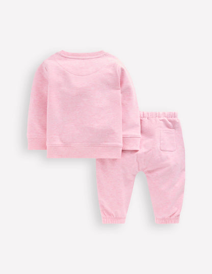 Appliqué Sweatshirt Set-Pink Marl Hearts