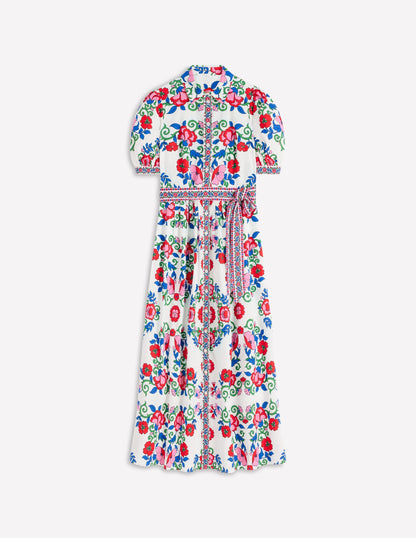 Alexa Maxi Shirt Dress-Multi, Ornamental Lattice