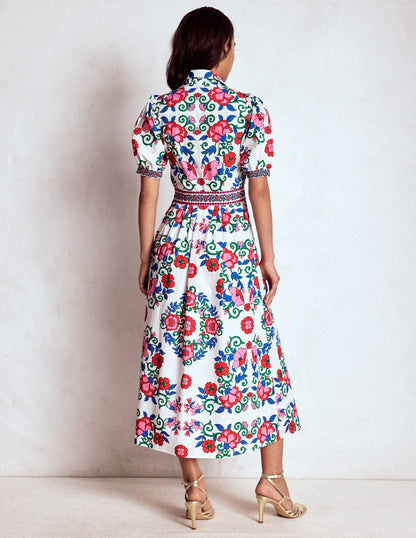 Alexa Maxi Shirt Dress-Multi, Ornamental Lattice