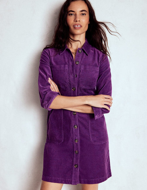 Amanda Cord Short Dress-Viola Purple