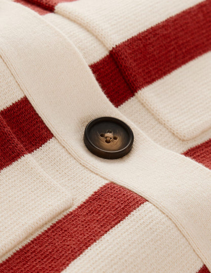 Astrid Knitted Shirt-Warm Ivory, Terracotta