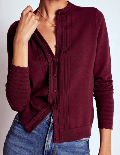 Angela Cotton Scallop Cardigan-Deep Wisteria