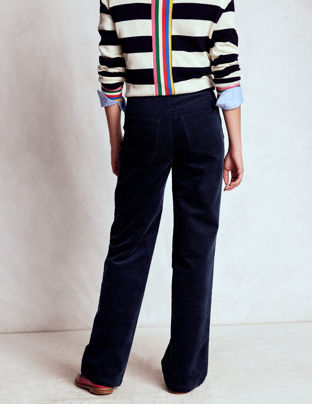 5-Pocket Cord Column Jeans-Navy