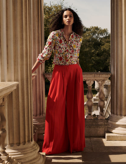 Alice Frill Front Silk Top-Multi, Dahlia Trail