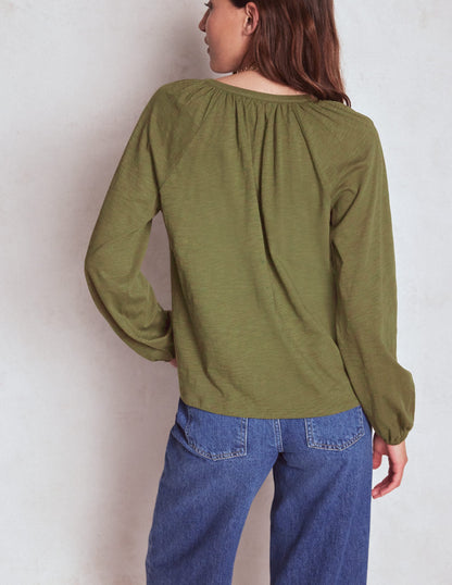 Alma Embroidered Shirt-Woodland Green