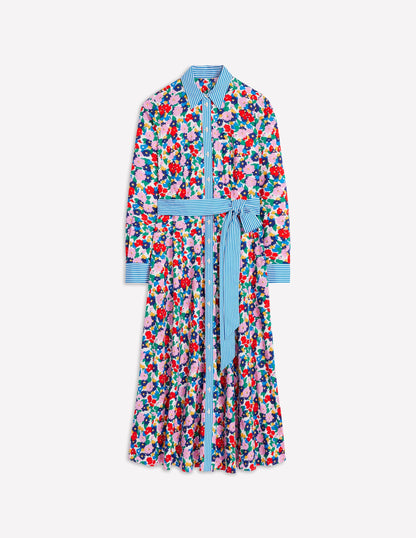 Amy Cotton Midi Shirt Dress-Multi, Painterly Meadow