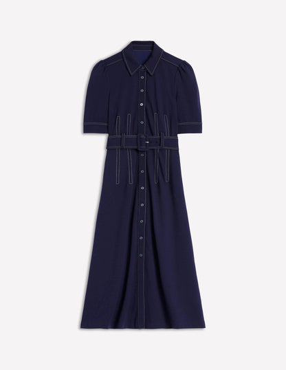 Anita Ponte Shirt Dress-Navy