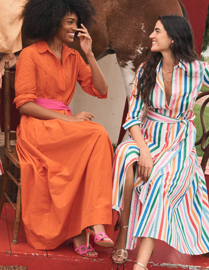 Amy Cotton Midi Shirt Dress-Mauve, Strawberry Tart Rainbow