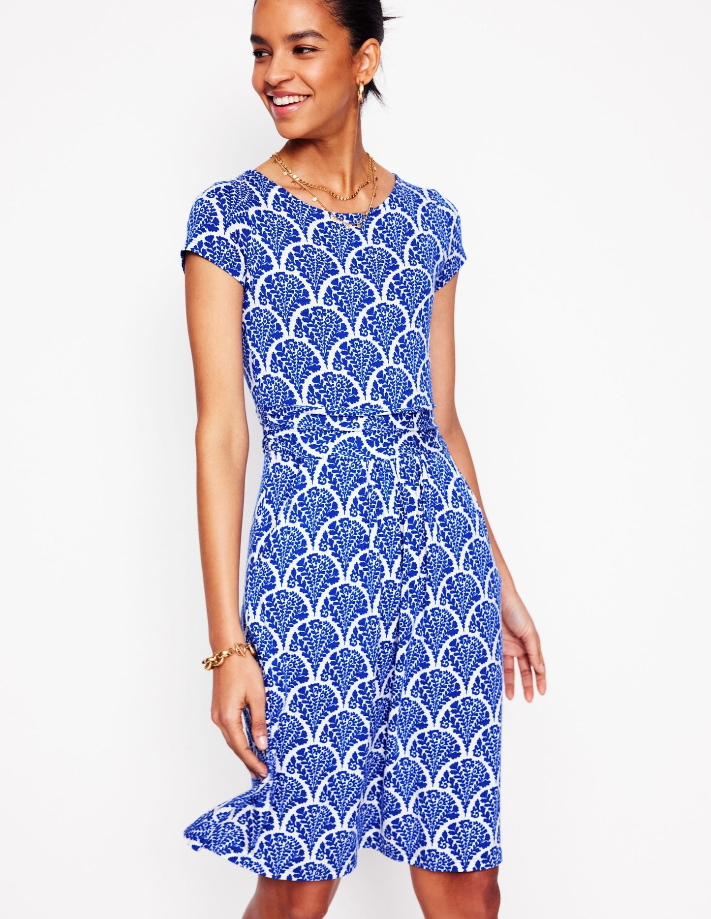 Amelie Jersey Dress-Bright Blue, Blossomy