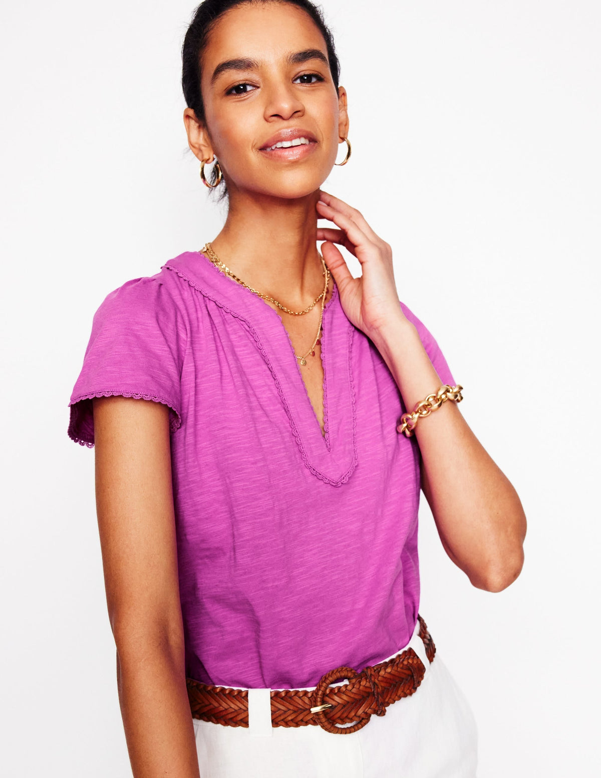 Ava Short Sleeve Top-Radiant Orchid