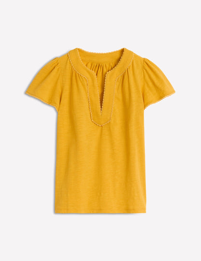 Ava Short Sleeve Top-Honey Yellow