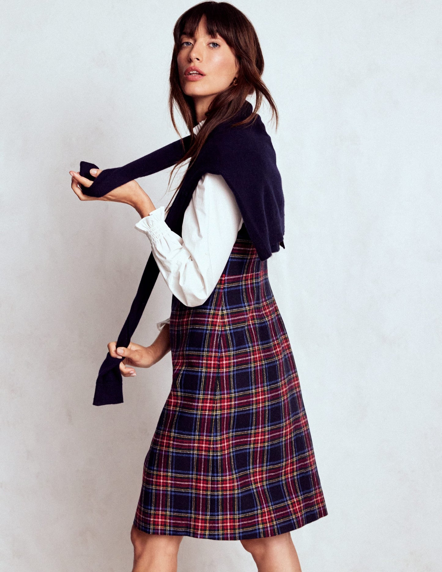 Annie Check Shift Dress-Navy, Green and Red Check