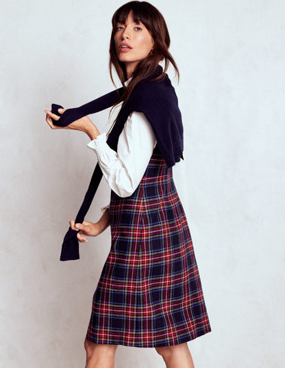 Annie Check Shift Dress-Navy, Green and Red Check