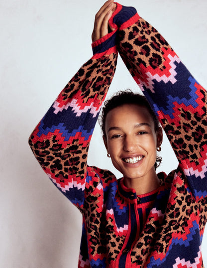 Abi Jacquard Cardigan-Multi Fair Isle, Leopard