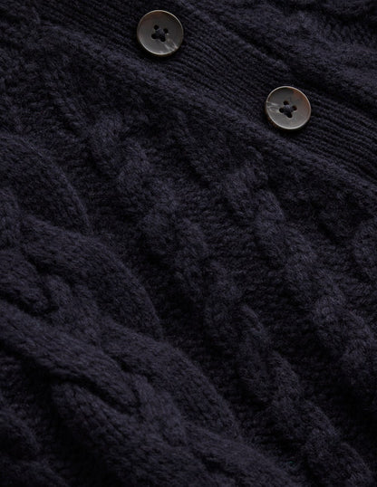 Amara Merino Cable Sweater-Navy