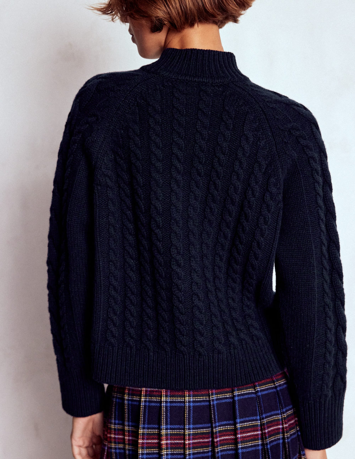 Amara Merino Cable Sweater-Navy