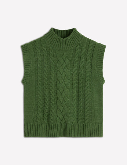 Amara Merino Cable Vest-Green Fir