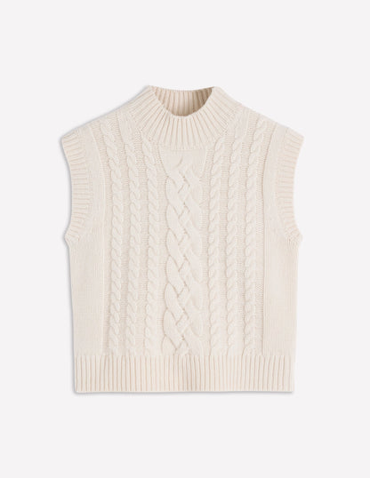 Amara Merino Cable Vest-Warm Ivory