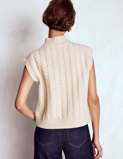 Amara Merino Cable Vest-Warm Ivory