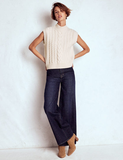 Amara Merino Cable Vest-Warm Ivory