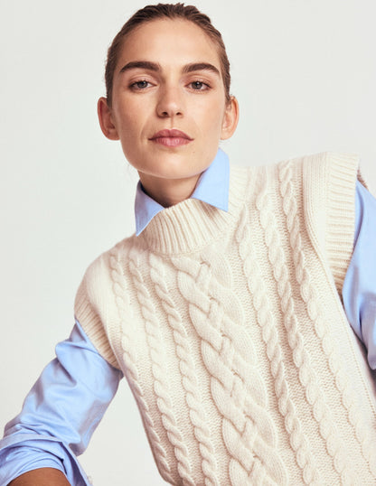 Amara Merino Cable Vest-Warm Ivory