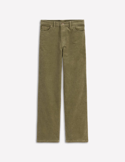 5-Pocket Cord Column Jeans-Green