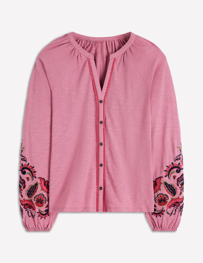 Alma Embroidered Shirt-Ash Rose