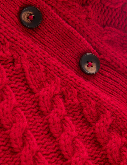 Amara Merino Cable Sweater-Carmine Red