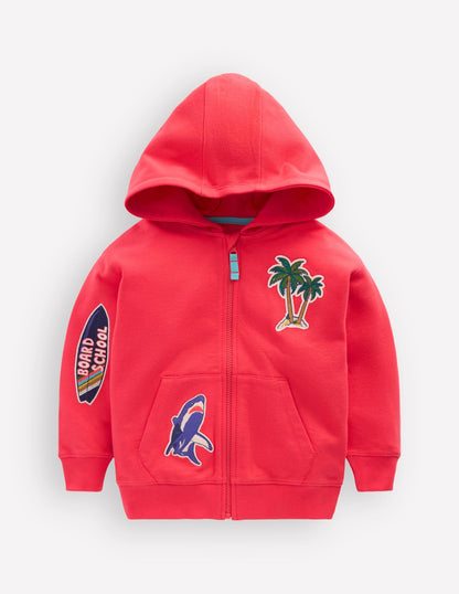 Badge Superstitch Hoodie-Jam Red Holiday