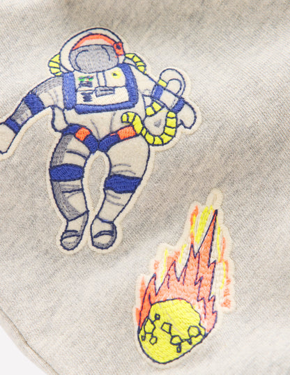 Badge Sweatpants-Grey Space
