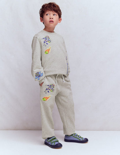 Badge Sweatpants-Grey Space