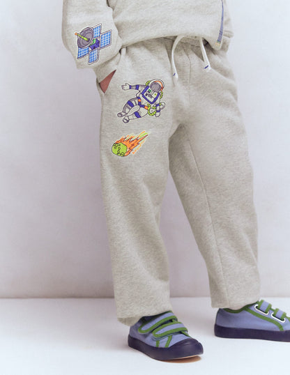 Badge Sweatpants-Grey Space